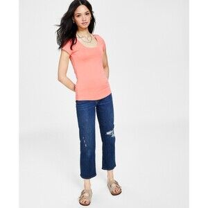 Aveto Juniors Scoop-Neck Cap-Sleeve T-Shirt, Peach Echo, M